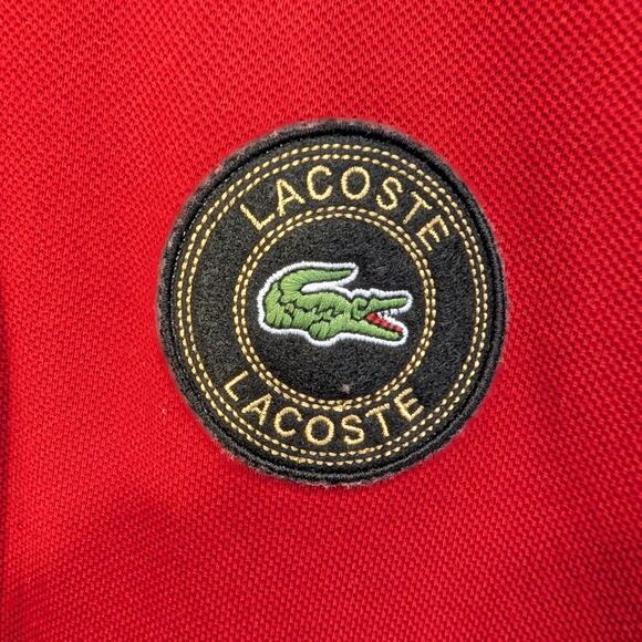 Lacoste Polo Shirt Red Black Block Color Traditional Preppy Coastal - Size 3(S) - Picture 6 of 7